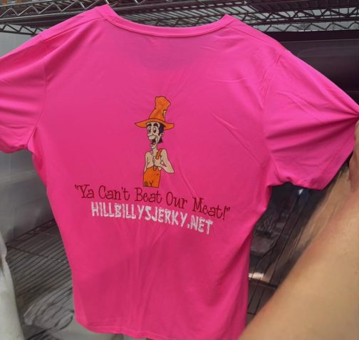 Hillbilly Jerky Pink T-shirt (ladies)